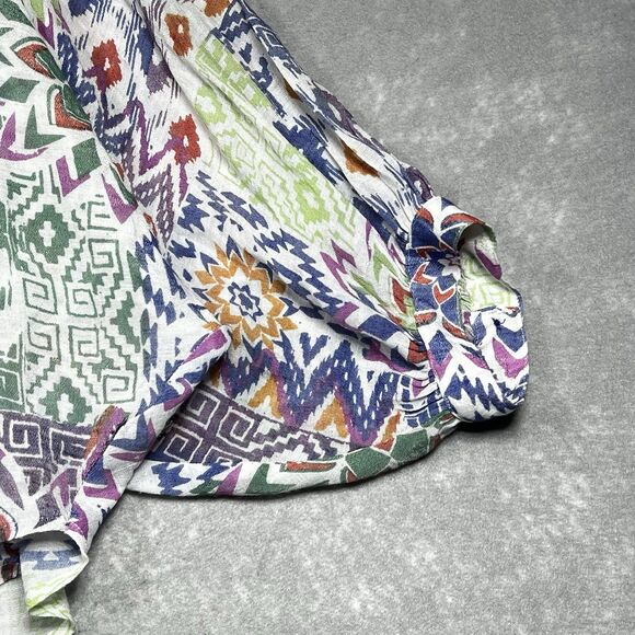 Anthropologie Maeve Blouse Womens Size Medium Bryanna Ikat Tribal Shirt - Picture 4 of 16